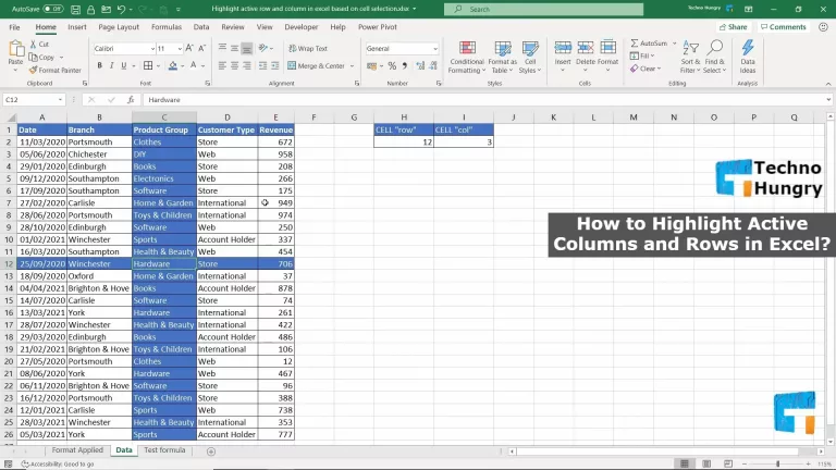 How to Highlight Active Columns and Rows in Excel