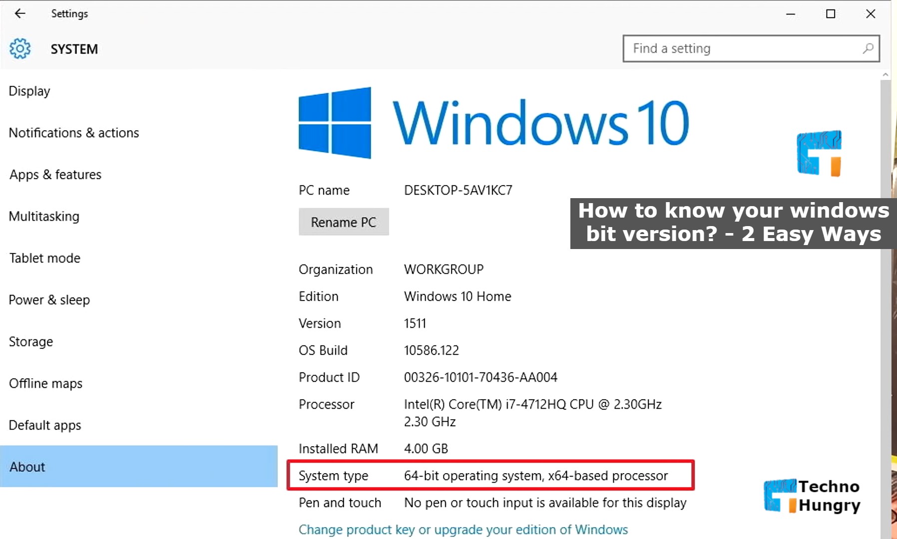 how to know which bit version of windows i have