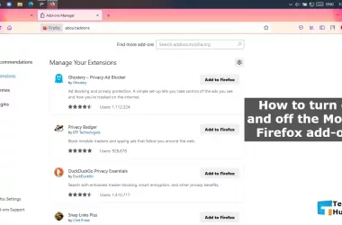 How to turn on and off the Mozilla Firefox add-on