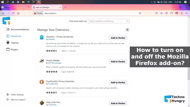 How to turn on and off the Mozilla Firefox add-on