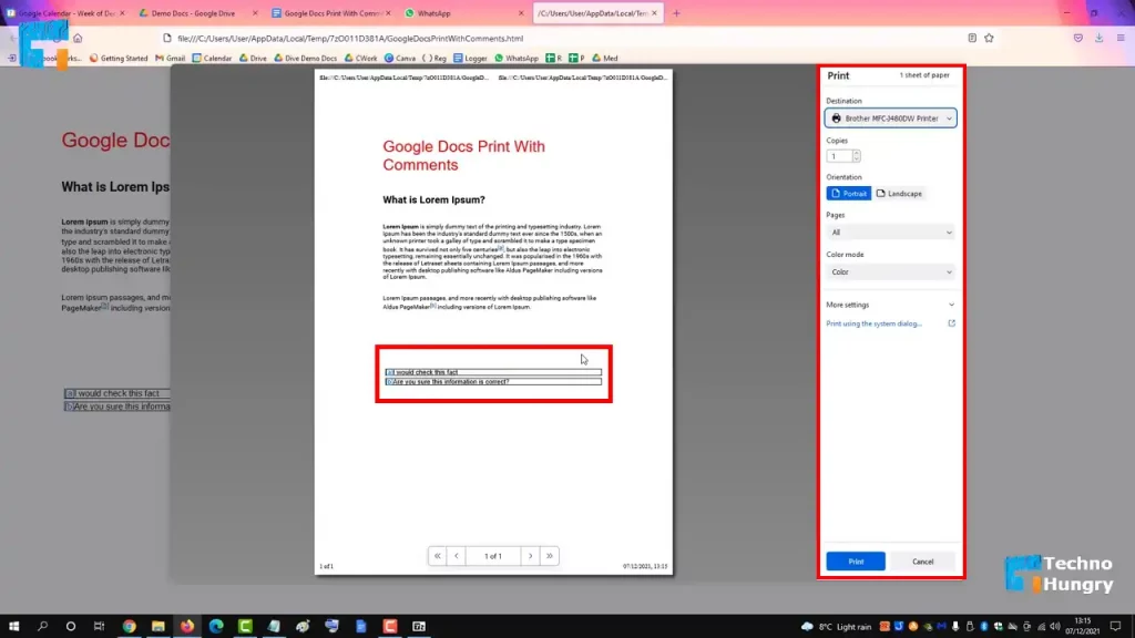 How to Print Google Docs with Comments