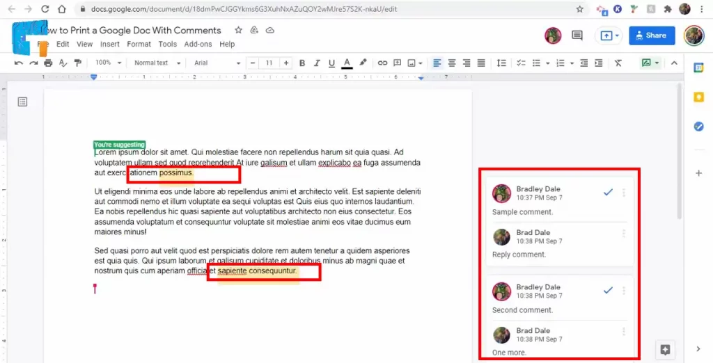 Print Google Docs with Comments Using MS Word